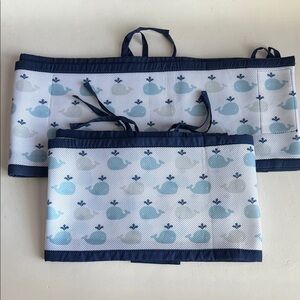 Breathable Baby Mesh Crib Liner- Navy Blue Whale